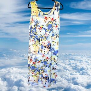 Vintage Jams World Womens Dress Size Large Dancers Woman Art Hawaii 90s Maxi Art